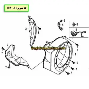 نقشه فنی مجموعه کاور موتور / کد تصویر 8-168